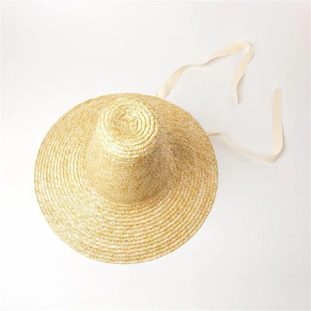 Retro Pointed High Top with Straps Large Eaves Bowler Hat Modeling Hat Large Brim Hat(E)