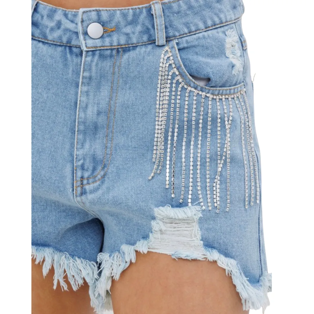 Rhinestones and Denim Shorts