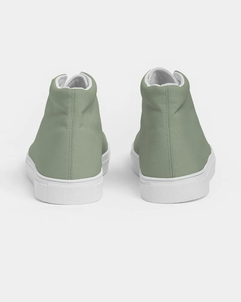 Shaded Pale Pastel Warm Green Gray High-Top Canvas Sneakers | Women's | C15M0Y30K30