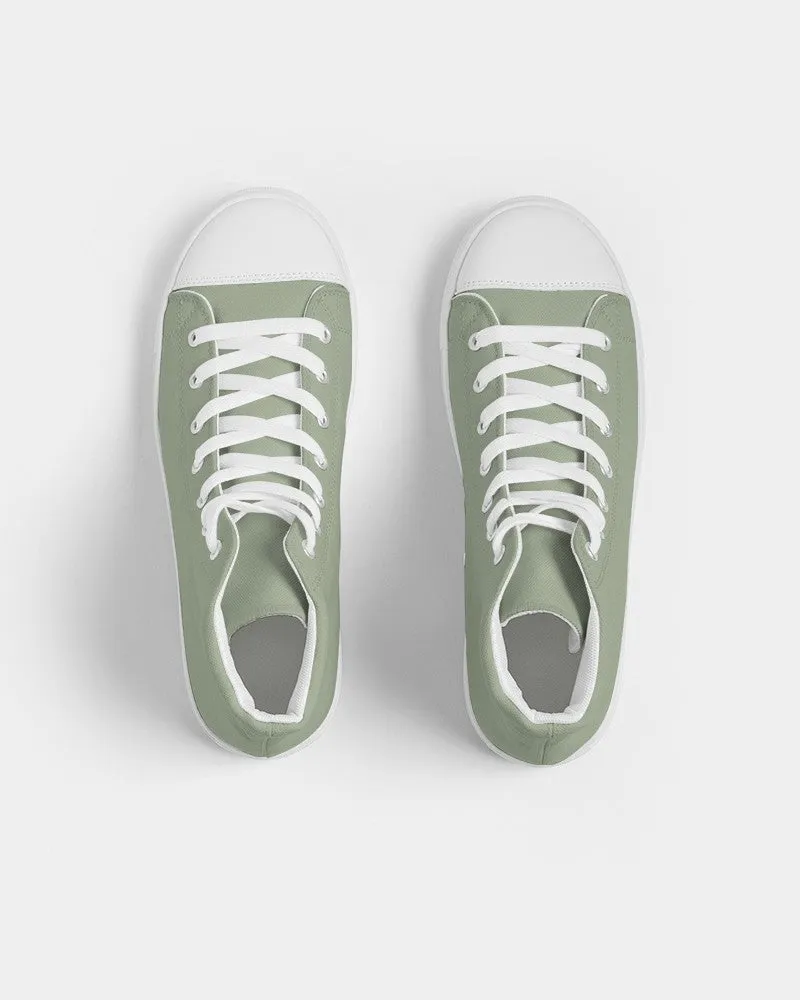 Shaded Pale Pastel Warm Green Gray High-Top Canvas Sneakers | Women's | C15M0Y30K30