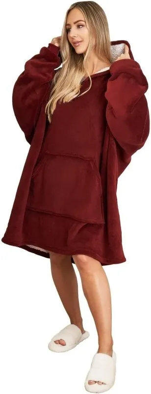 Sienna soft oversized blanket hoodie | Thermal throw hoodie with ultra soft sherpa lining