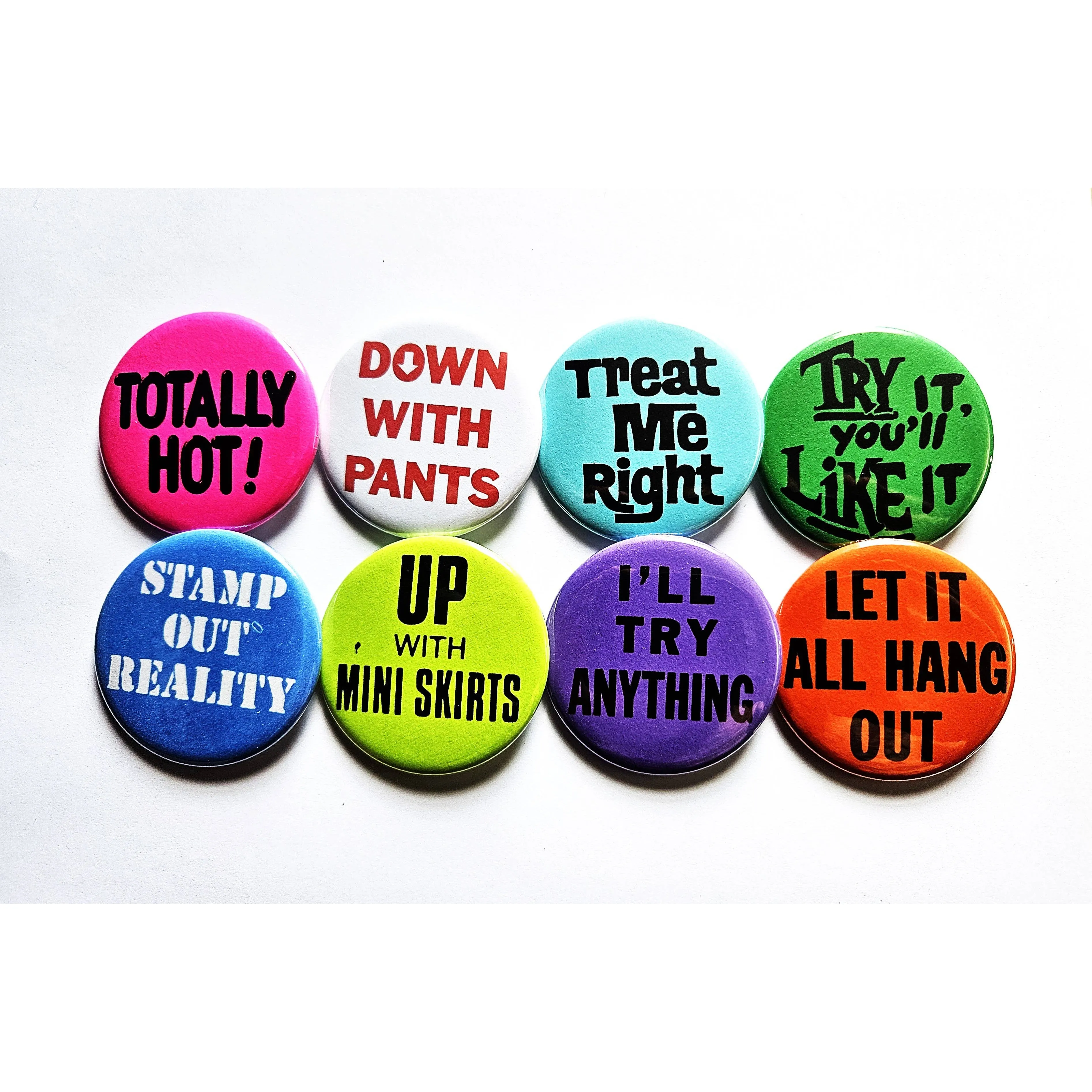 Vintage Reproduction Let It All Hang Out Small Pinback Button | 1.25" Diameter