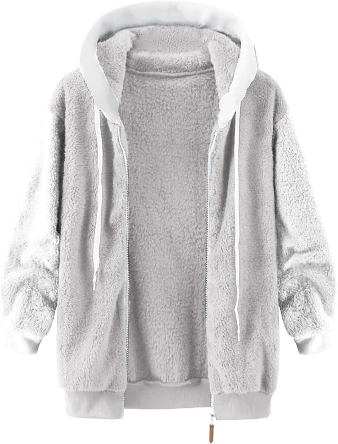 Winter Jackets for Women Fuzzy Fleece Jacket Hooded Color Block Patchwork Cardigan Coats Soft Shaggy Warm Outerwear