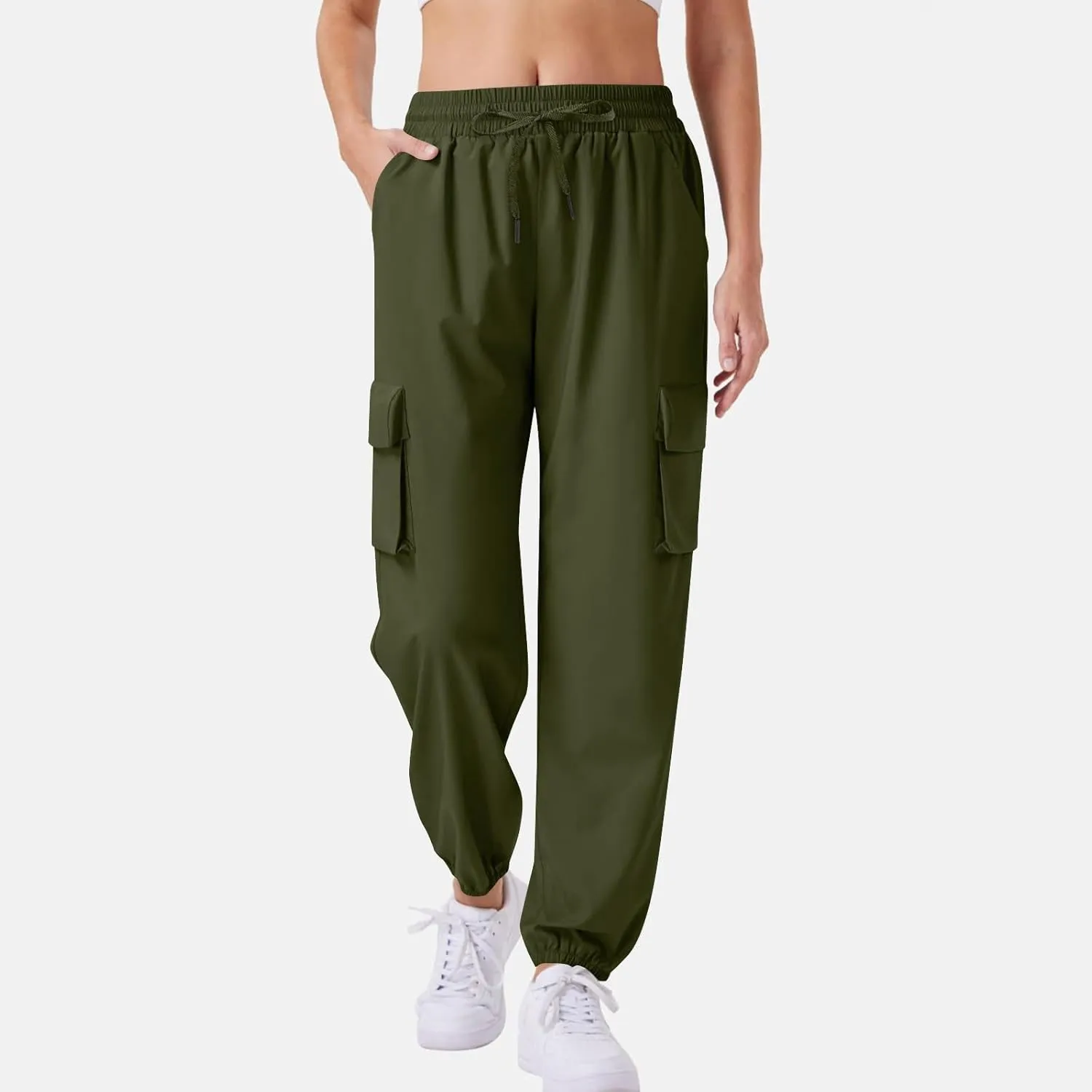 Womens Cargo Joggers Parachute Y2K Pants Lightweight Hiking Travel Scrub Pants Quick Dry Trousers with Pockets