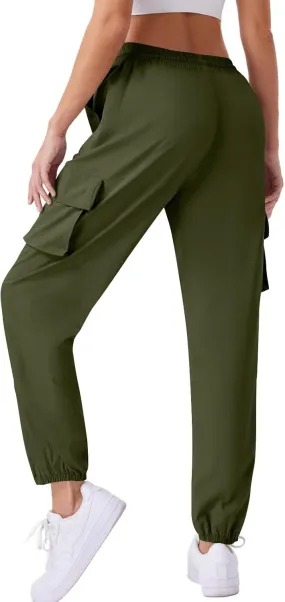 Womens Cargo Joggers Parachute Y2K Pants Lightweight Hiking Travel Scrub Pants Quick Dry Trousers with Pockets