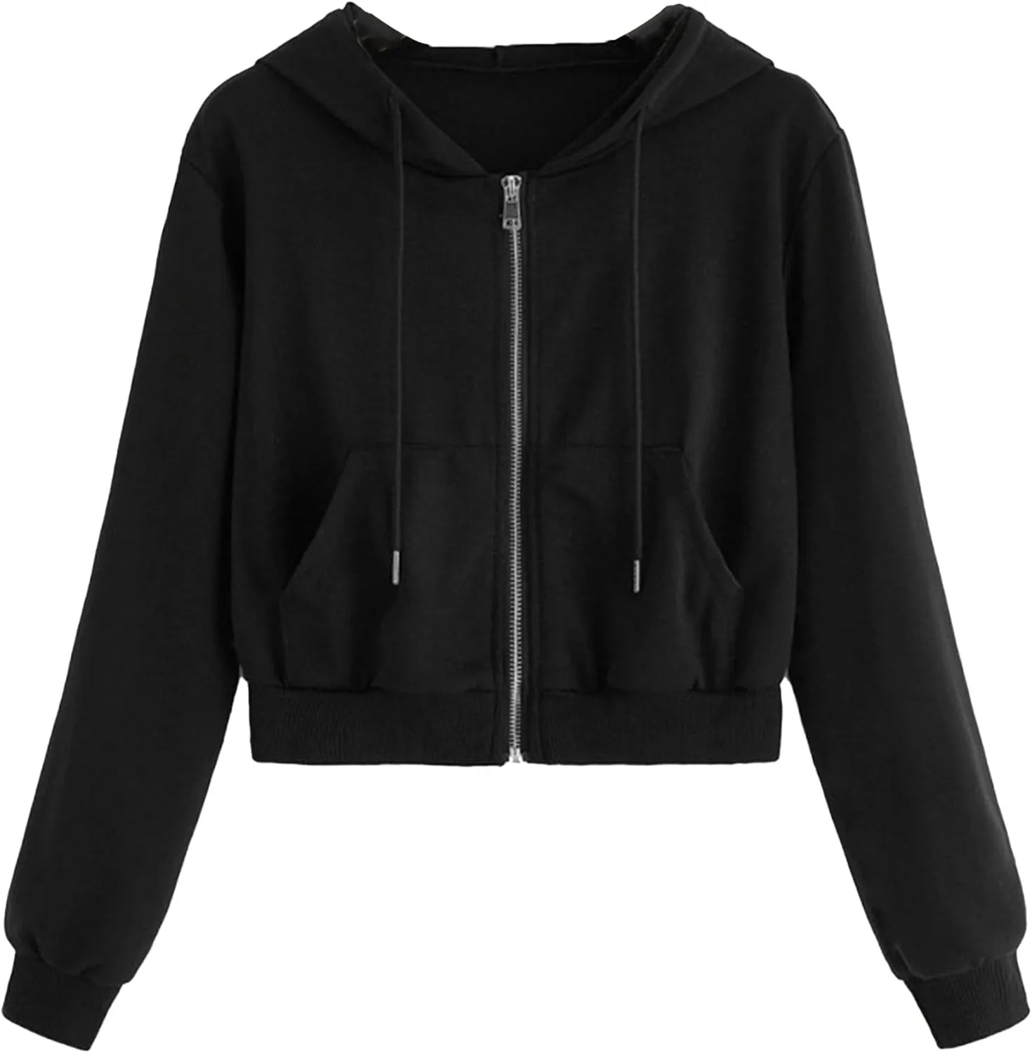 Women's Cropped Hoodies Fall Outfits Long Sleeve Zip Up Sweatshirt with Pocket Lightweight Hooded Pullover Tops