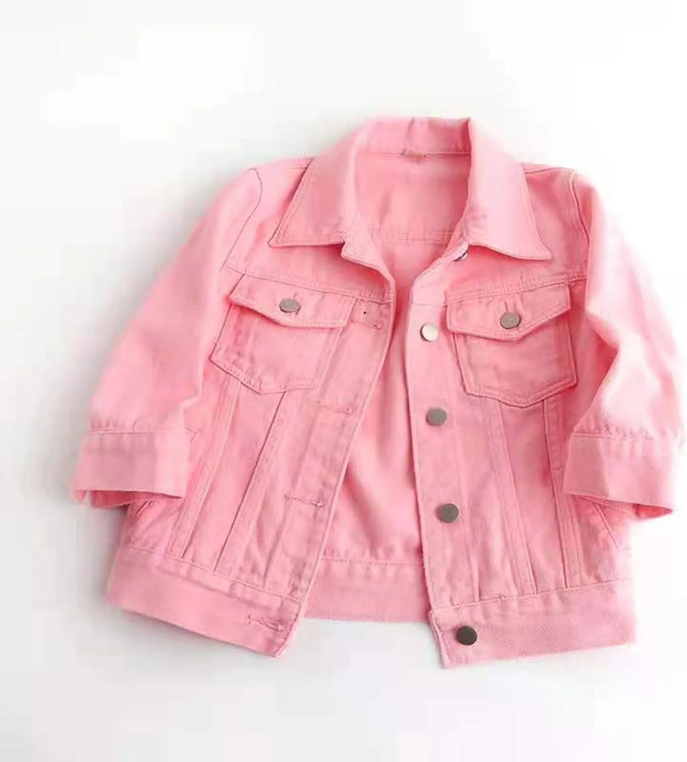 Womens Short Denim Jacket 3/4 Sleeve Jean Jacket Lapel Button Down Trucker Jean Jackets Coats