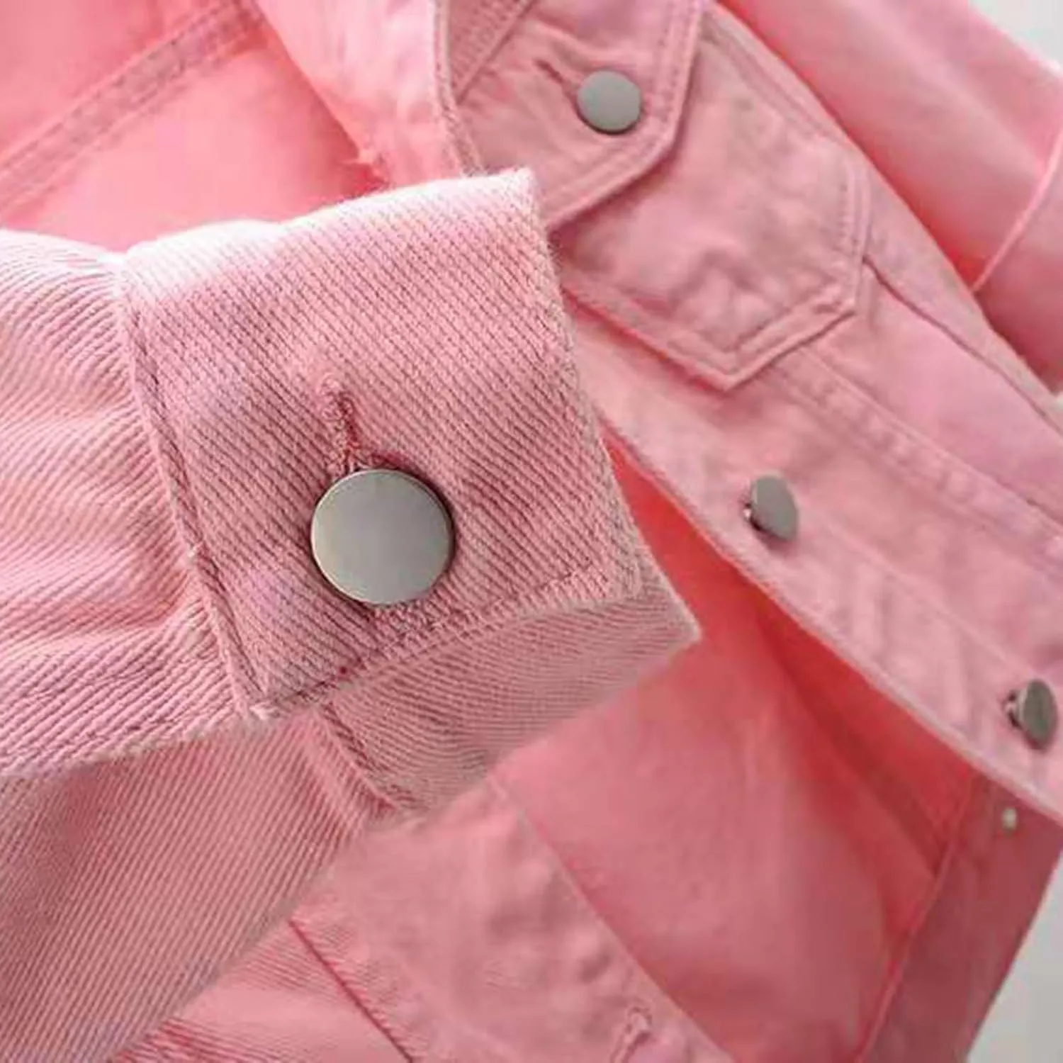 Womens Short Denim Jacket 3/4 Sleeve Jean Jacket Lapel Button Down Trucker Jean Jackets Coats