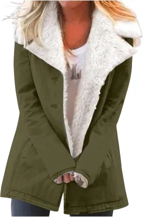 Womens Winter Coats Fleece Lined Sherpa Jackets Warm Long Sleeve Casual Lightweight Wool Jackets Coats Outerwear 2024