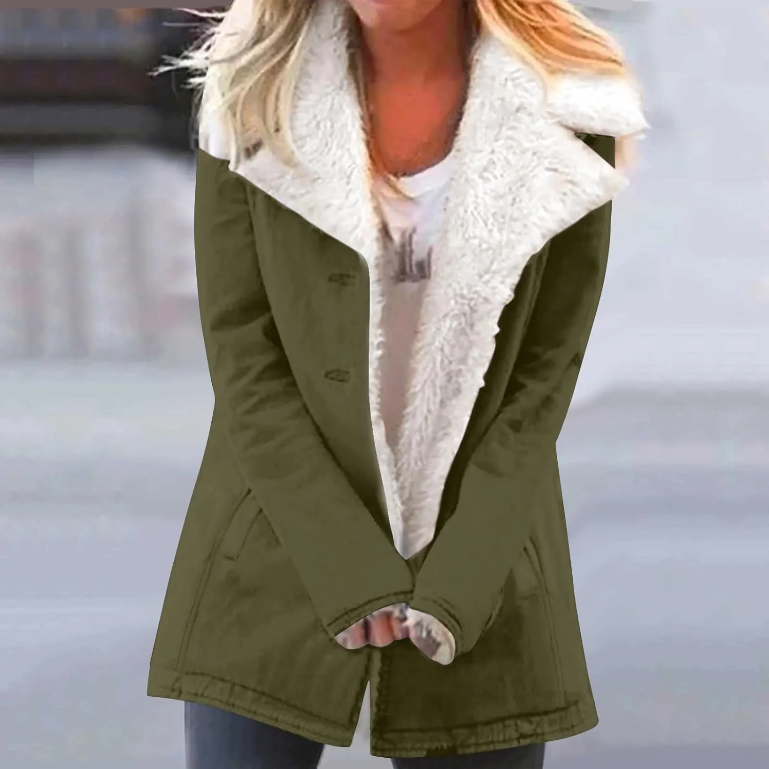 Womens Winter Coats Fleece Lined Sherpa Jackets Warm Long Sleeve Casual Lightweight Wool Jackets Coats Outerwear 2024