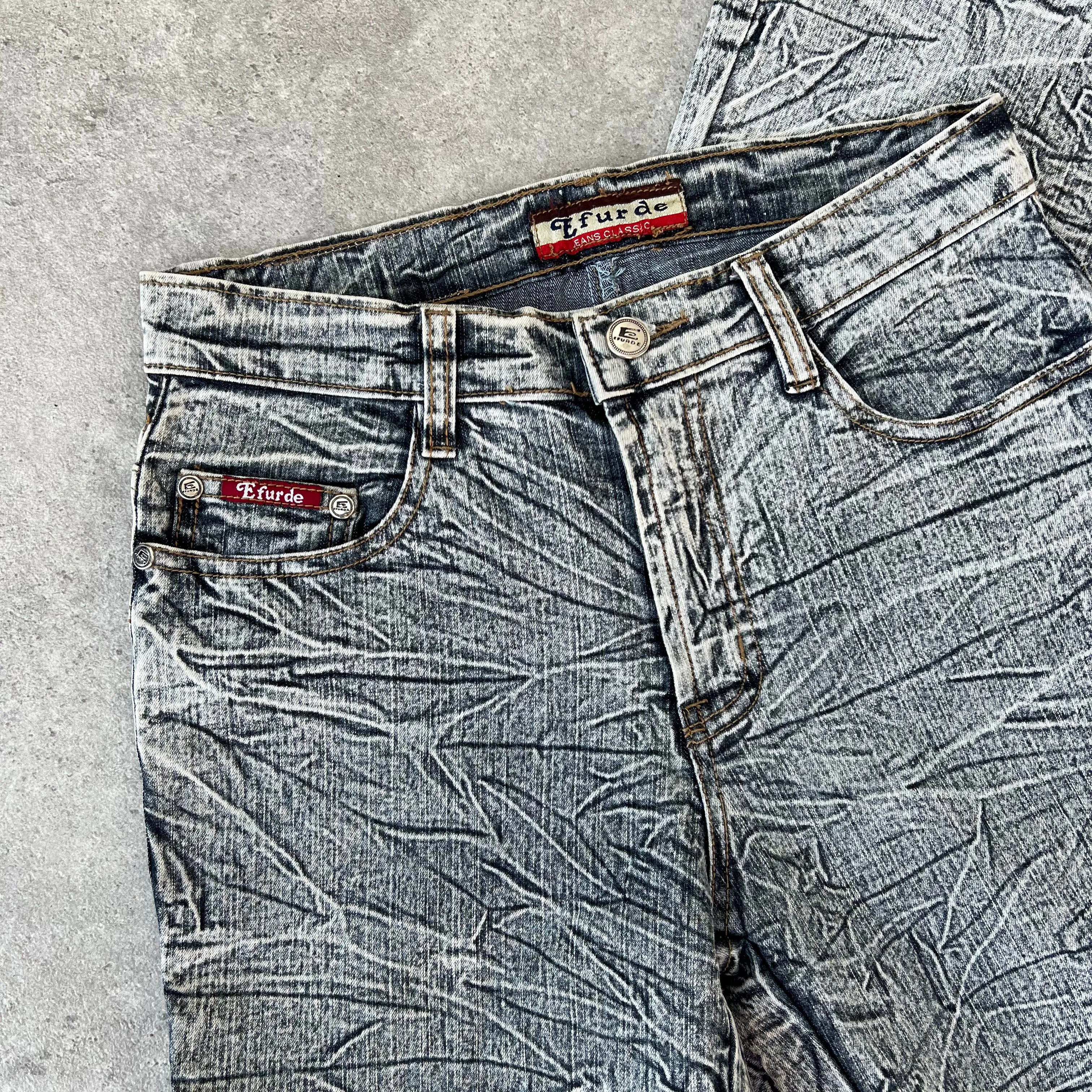 Y2K Acid Wash Flared Jeans